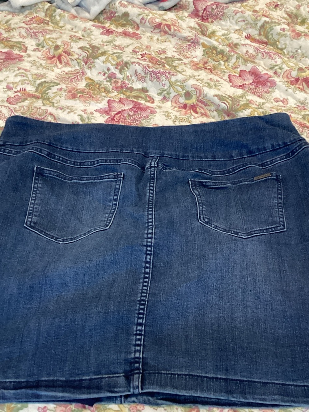 Dark Blue Denim Mini Skirt - Classic Stretch Denim - Picture 3 of 3